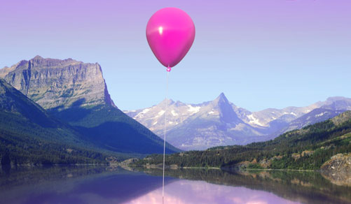 Paysage avec ballon rose de vente-privee